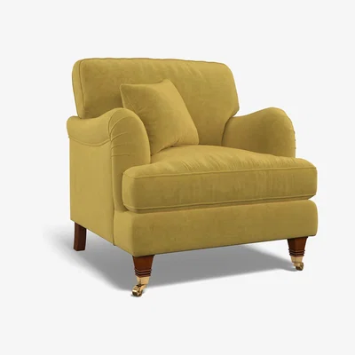 La Redoute Emeline Textured Velvet Armchair with Antique Brass Castor Legs