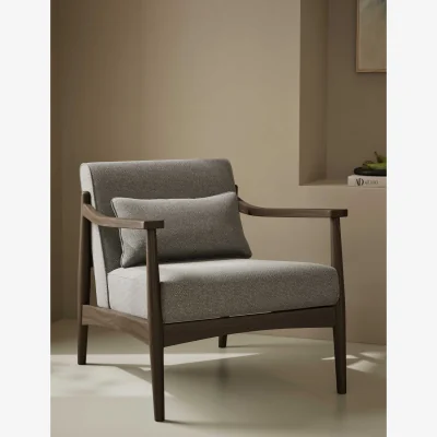 Marks & Spencer Gallery Direct Sherwood Dark Oak Chenille Accent Chair Grey
