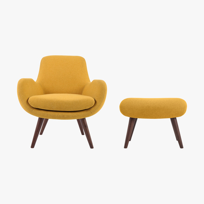 Made.com Moby Accent Armchair and Footstool, Yolk Yellow