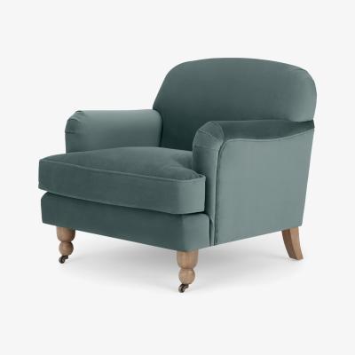 Made.com Orson Small Armchair, Marine Green Velvet