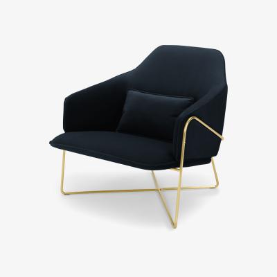 Made.com Stanley Accent Armchair, Moonlight Blue Recycled Velvet