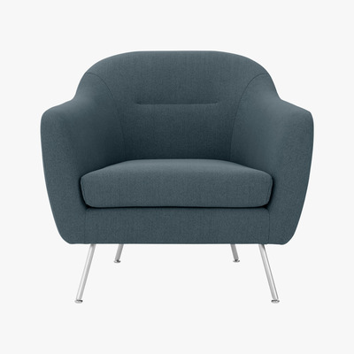 Made.com Reece Armchair, Mina Earl Blue with Metal Legs