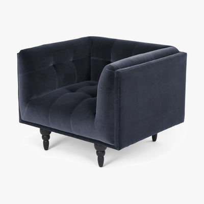 Made.com Connor Armchair, Navy Cotton Velvet