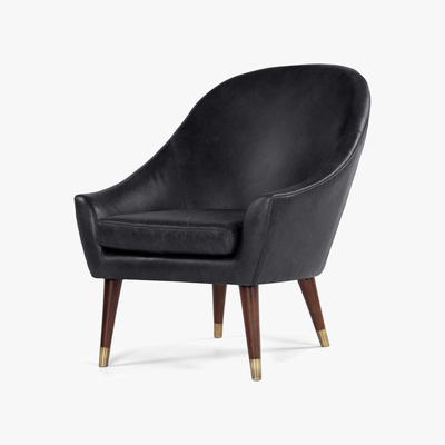 Made.com Seattle Armchair, Black Premium Leather