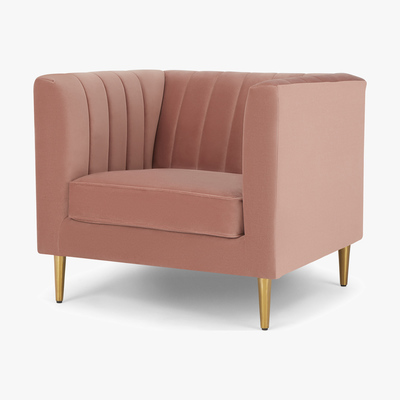 Made.com Amicie Armchair, Blush Pink Velvet
