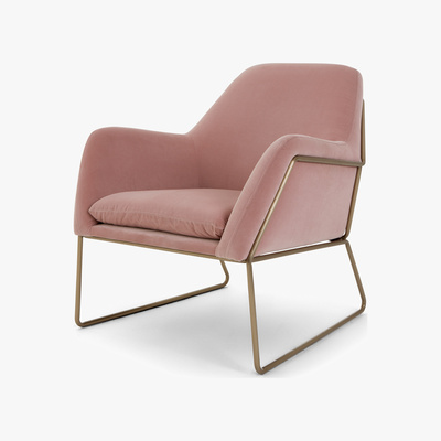 Made.com Frame Accent Armchair, Blush Pink Cotton Velvet
