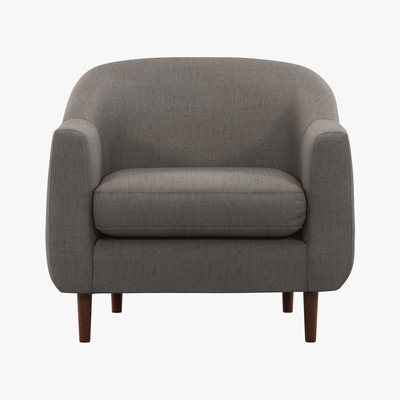 Made.com Custom MADE Tubby Armchair, Pewter Grey with Dark Wood Legs