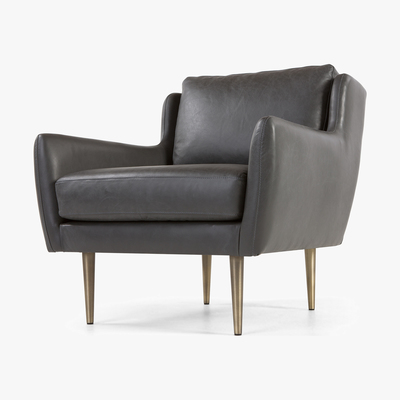 Made.com Simone Armchair, Oxford Grey Premium Leather