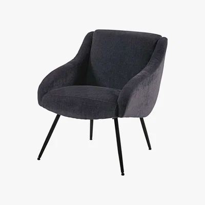 Maisons du Monde Vintage Grey Velvet and Metal Armchair Joyce