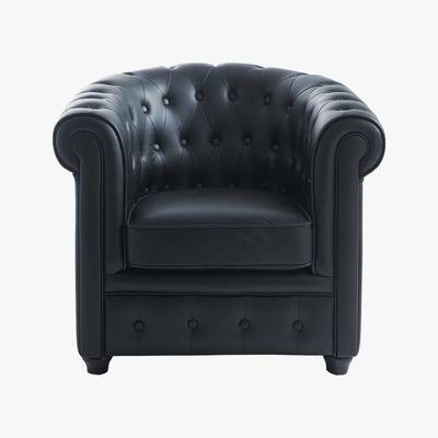Maisons du Monde Club button armchair in black Chesterfield