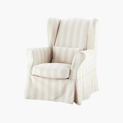 Maisons du Monde Cotton stripe armchair cover in beige Cottage