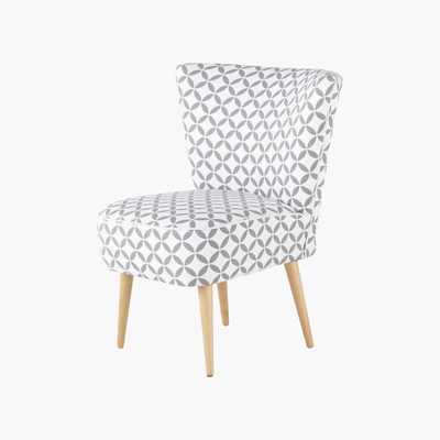 Maisons du Monde Cotton Patterned Vintage Armchair in Grey and White Scandinave