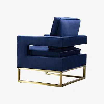 My Furniture Kenza Armchair Navy Blue - brushed brass base