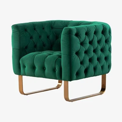 My Furniture Grosvenor Armchair - Bottle Green - Brushed Brass
