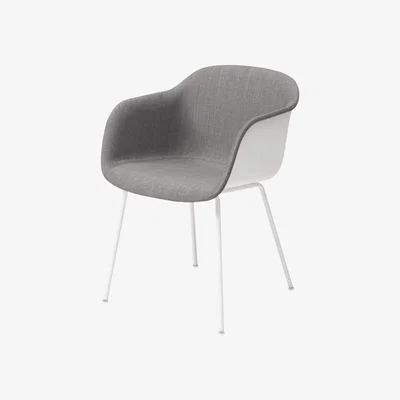 Made in Design Fiber Padded armchair - Tube leg by Muuto White/Grey