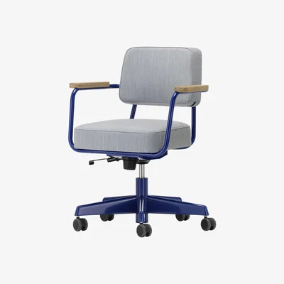 Made in Design Armchair on casters Fauteuil Direction Pivotant metal textile / Jean Prouvé (1951 - Vitra