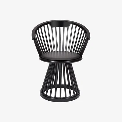 Made in Design Fan Armchair wood black / Wood & leather - Tom Dixon