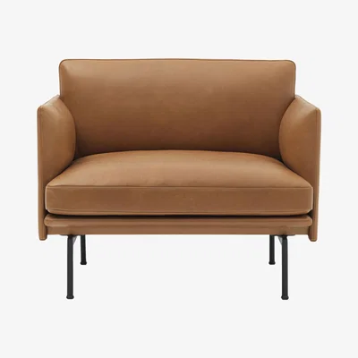 Made in Design Outline Padded armchair - / Leather by Muuto Brown