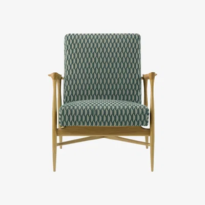 Made in Design Floating Padded armchair - / Fabric by RED Edition Blue/Green/Natural wood