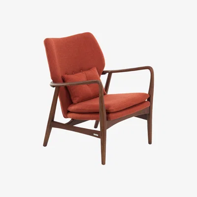 Made in Design Peggy Padded armchair - / Fabric & Wood by Pols Potten Red/Orange/Natural wood