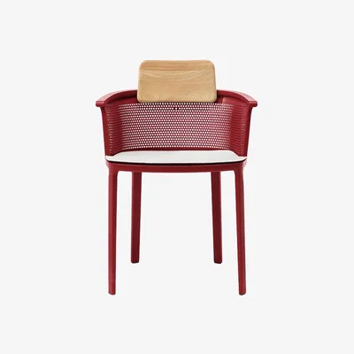 Made in Design Nicolette Stackable armchair - / Aluminium & teak by Ethimo Red