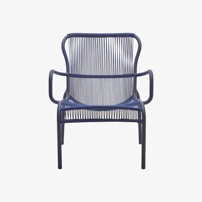 Made in Design Loop Lounge Rope Low armchair - / Stackable - Hand-woven polypropylene cord by Vincent Sheppard Blue