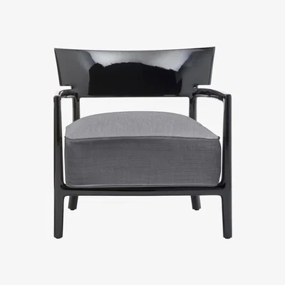 Made in Design Cara Solid Color Armchair - / Tissu by Kartell Grey/Black