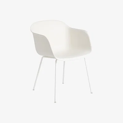 Made in Design Fiber Armchair plastic material white / Metal legs - Recycled plastic - Muuto