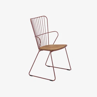 Made in Design Paon Armchair - / Metal & bamboo by Houe Pink/Orange/Natural wood
