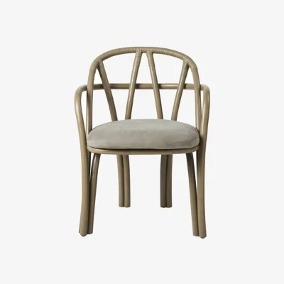 Made in Design Bistra Armchair cane & fibres green / Upholstered seat - Gubi