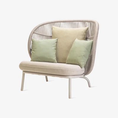 Made in Design Kodo Cocoon n°1 Padded armchair - / H 98 cm - Hand-woven acrylic cord by Vincent Sheppard White/Beige