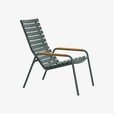 Made in Design ReCLIPS Lounge armchair - / Bamboo armrests Recycled plastic by Houe Green