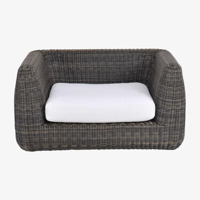 Made in Design Agorà Padded armchair - / Hand-braided polyethylene by Unopiu White/Brown