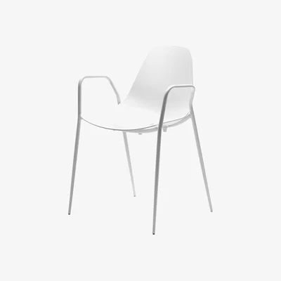Made in Design Mammamia Stackable armchair - Metal shell & legs by Opinion Ciatti White