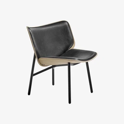 Made in Design Dapper Padded armchair - / Leather by Hay Black