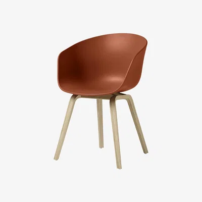 Made in Design About a chair AAC22 Armchair - Plastic & wood legs by Hay Orange/Natural wood