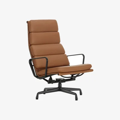 Made in Design Swivel armchair Soft Pad Lounge EA 222 leather / Tilting - Eames, 1969 - Vitra