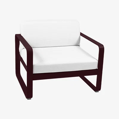 Made in Design Bellevie Lounge Padded armchair - / Grey-white fabric by Fermob White/Red
