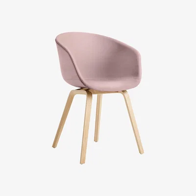 Made in Design About a chair AAC23 Padded armchair - / Integral fabric & matt varnished oak by Hay Pink/Natural wood