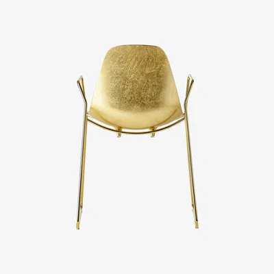 Made in Design Mammamia Sled Armchair - / Gold leaf finish metal - Sled base by Opinion Ciatti Gold/Metal