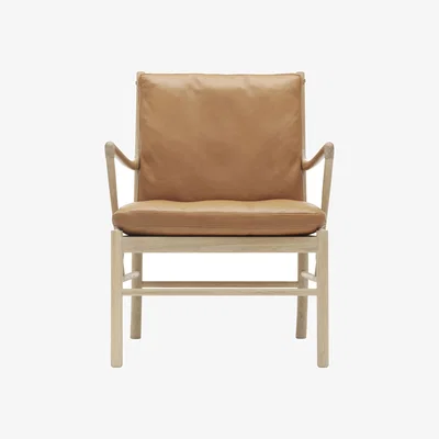Made in Design Padded armchair OW149 - Colonial Chair leather / Ole Wanscher - 1959