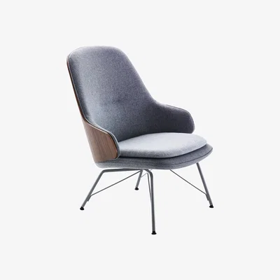 Made in Design Judy Padded armchair - Walnut & fabric by Zanotta Grey/Natural wood