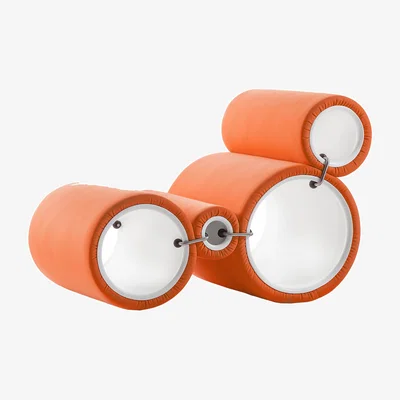Made in Design Tube Padded armchair textile orange / Joe Colombo, 1969 - Adjustable - Cappellini