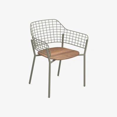 Made in Design Lyze Stackable armchair - / Teak seat by Emu Grey/Natural wood