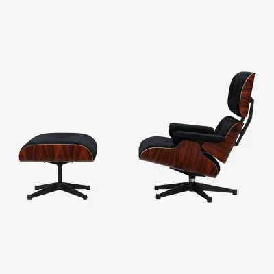 Made in Design Lounge Chair & Ottoman Set armchair & footrest textile black / Eames (1956) - Vitra