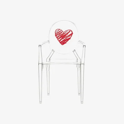 Made in Design Lou Lou Ghost Children armchair - / Patterns by Kartell Red/Transparent