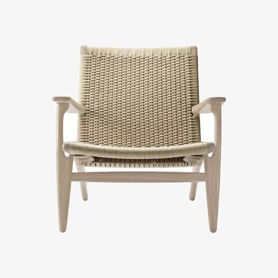 Made in Design CH25 Lounge armchair natural wood / Hans J. Wegner, 1950 - Paper cord
