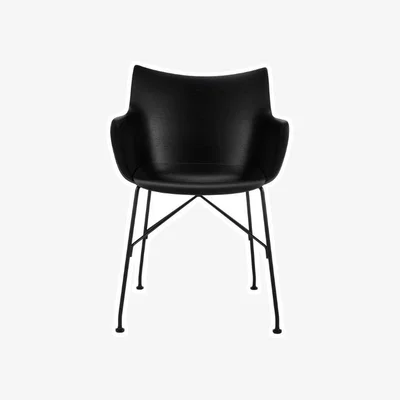 Made in Design Q/Wood Armchair wood black / Moulded wood & plastic seat - Kartell