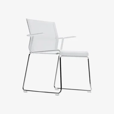 Made in Design Stick Chair Stackable armchair - Fabric seat by ICF White