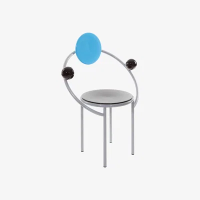 Made in Design First Armchair - by Michele De Lucchi / 1983 by Memphis Milano Blue/Black/Metal